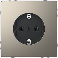 Розетка с заземлением без рамки Schneider Electric Merten D-Life 1-м. шторки никель картинка